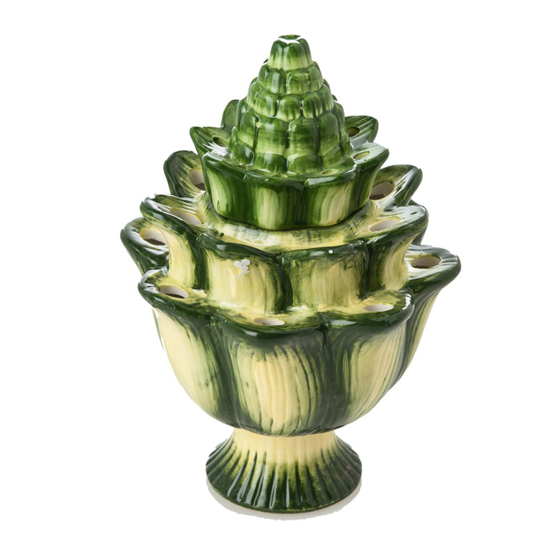 Vase de table en céramique verte, H 13 po x l 9,5 po x P 9,5 po