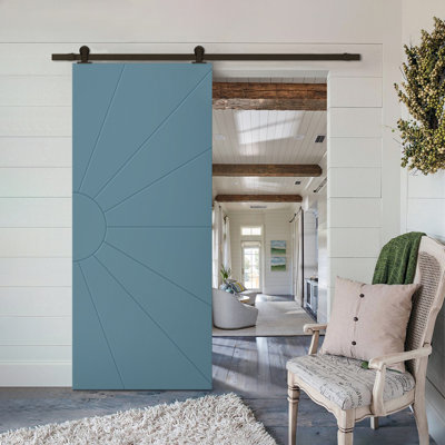 Hollow Paneled Painted without Installation Hardware Kit Barn Door