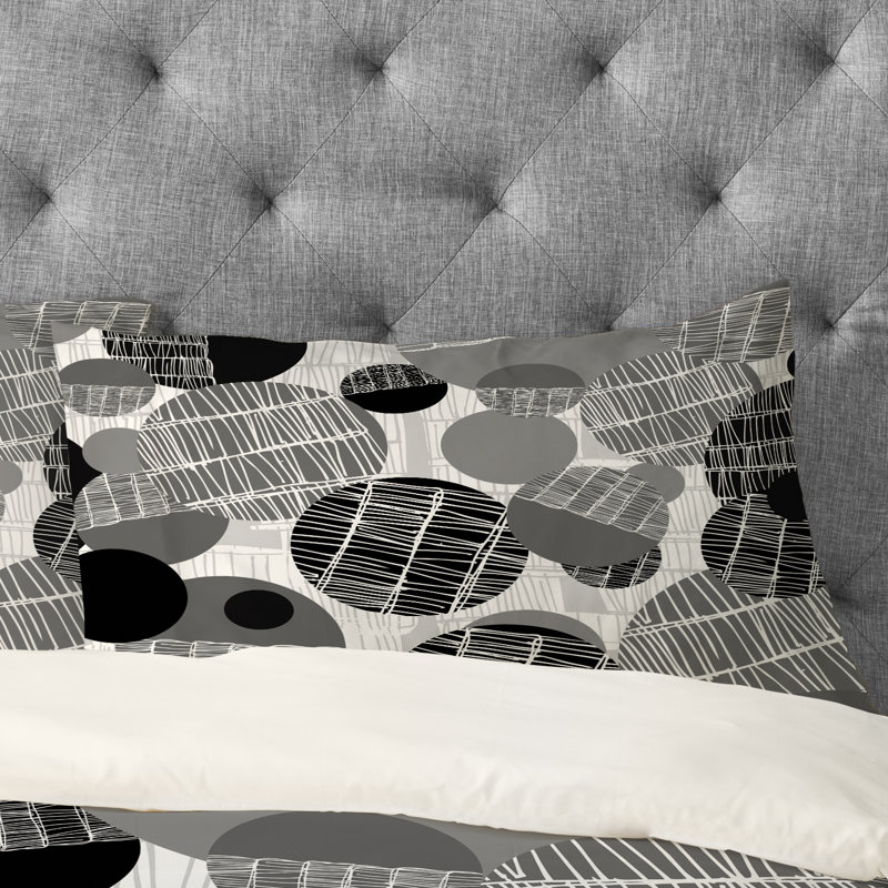 Taie d'oreiller texturée Geo, Gris / noir, Standard