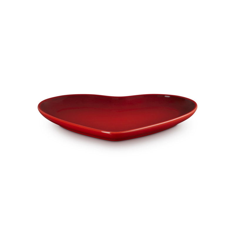 Le Creuset Stoneware Heart Plate, Cerise