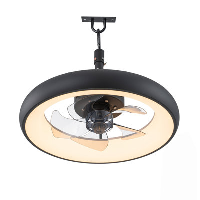 18.5-Inch Matte Black Plug-in RGB Outdoor Ceiling Fan with Light