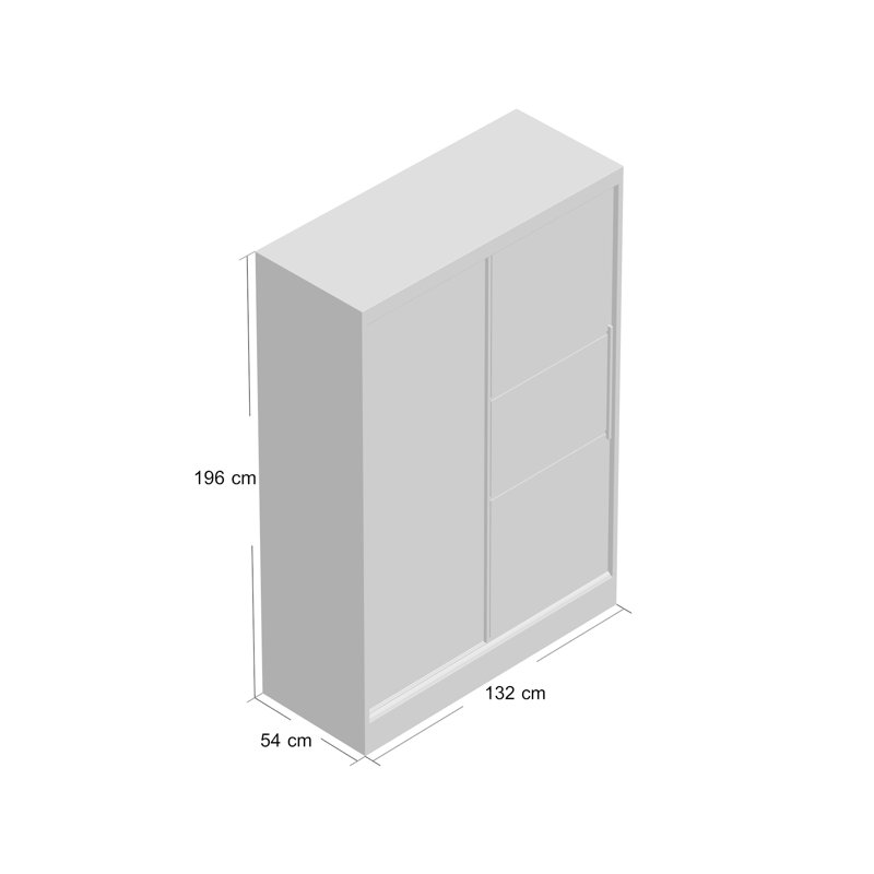 Marquitta 2 Door Sliding Wardrobe, White/Grey