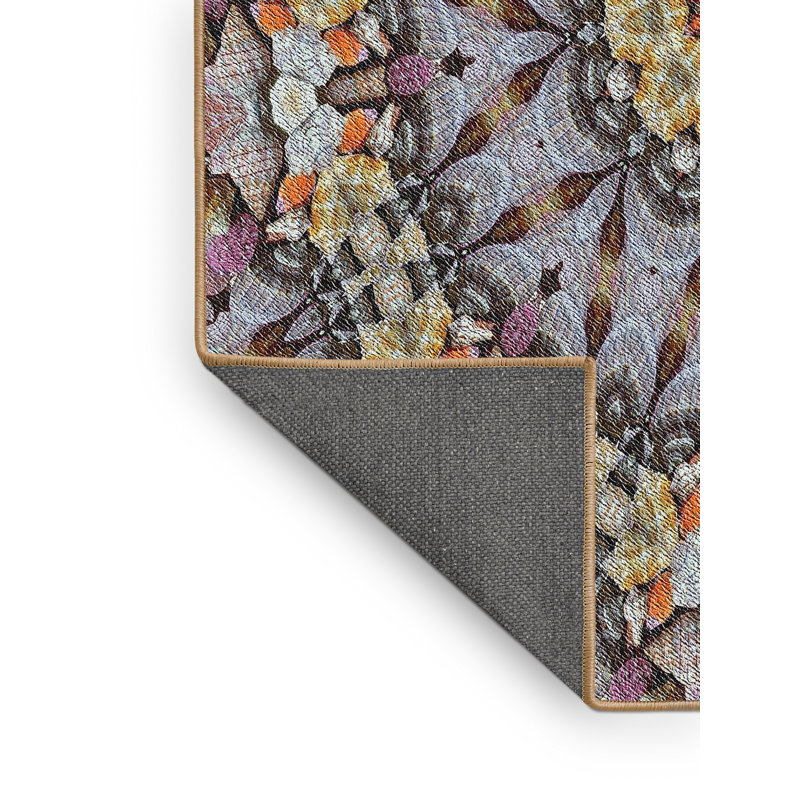 Tissé à la machine en laine et polyester bleu/jaune Tapis décoratif, Rectangle 5 pi x 7 pi