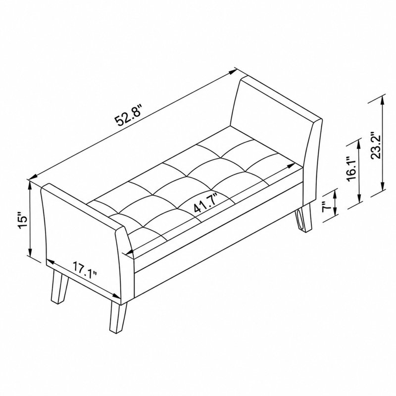 Banc de rangement capitonné avec accoudoirs, Beige