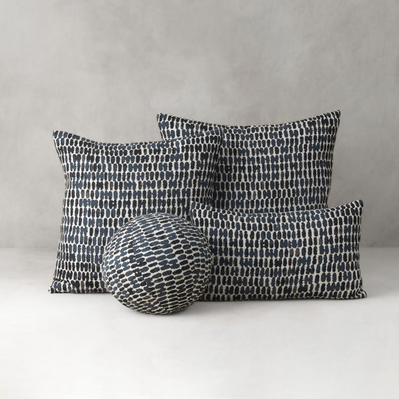 Thumbprint Sunbrella® Throw Square Indoor/Outdoor Pillow Cover & Insert by Elaine Smith, Indigo, 20"H x 20"W