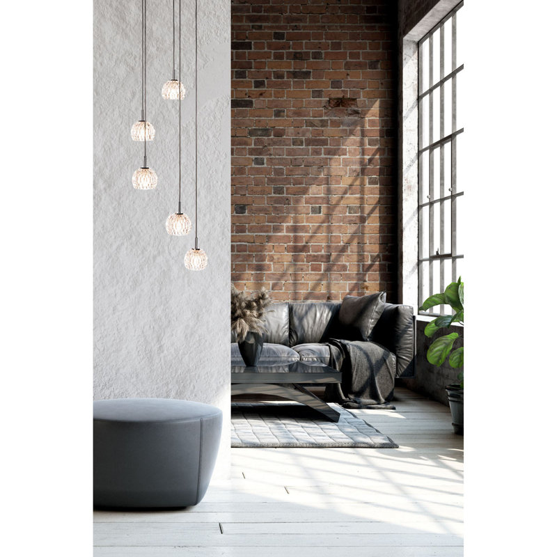 Luminaire suspendu en forme de globe à 5 lumières Kaylin