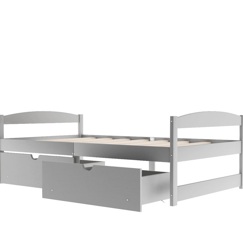 Gray Twin Size Platform Bed With 2 Drawers - Space & For Home Drawer Customizations Make Your Bedroom Uniquely Yours