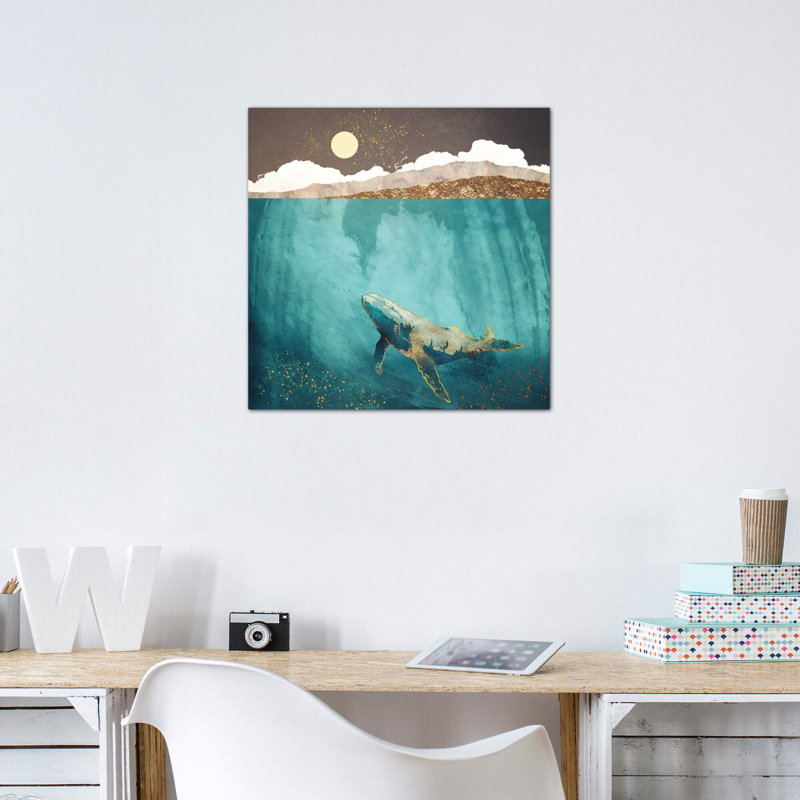 «Light Beneath» - impression d'art graphique, Toile tendue, H 18 po x l 18 po x 1,5 po, Pas de tapis