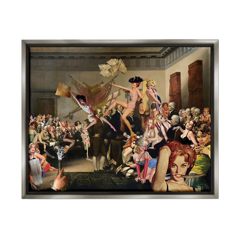 Collage de peinture classique par Barry Kite, H 17 po x l 21 po x P 1,7 po, Cadre flottant gris lustré