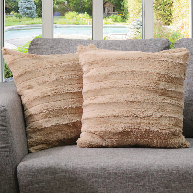 Housse et insert de coussin carré FRBIN, Sable, H 22 po x l 22 po