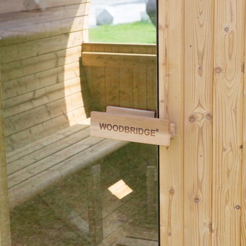 2-Person Canada Red Cedar Outdoor Barrel Sauna with View Window,Electric Heater,Sauna Starter Kit, Pine