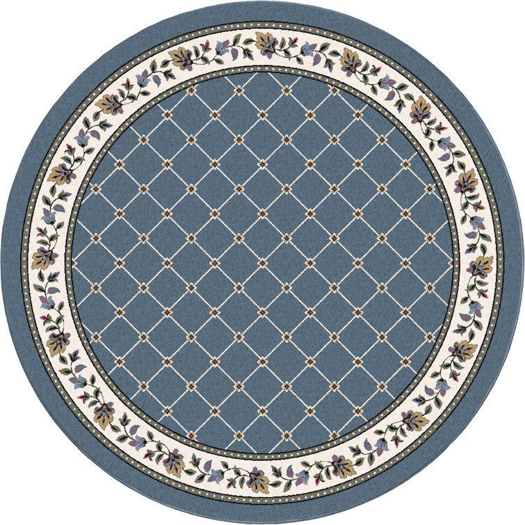 Alminus Signature Symphony Lapis Floral Lattice Area Rug