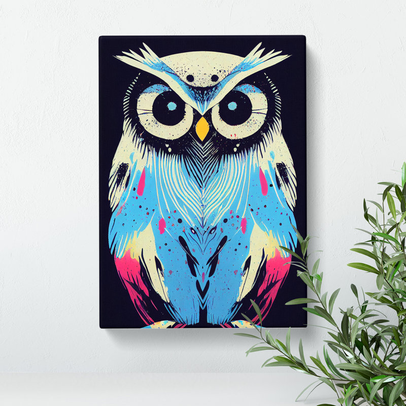 Paint Splashed Owl No.1 Abstract - Wrapped Canvas, 50cm H x 35cm W x 3cm D