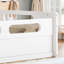 Lit plateforme grand format avec garde-corps pleine longueur, base de lit grand profil bas avec support à lattes de bois, aucun sommier tapissier requis, blanc-525162945-525163007
