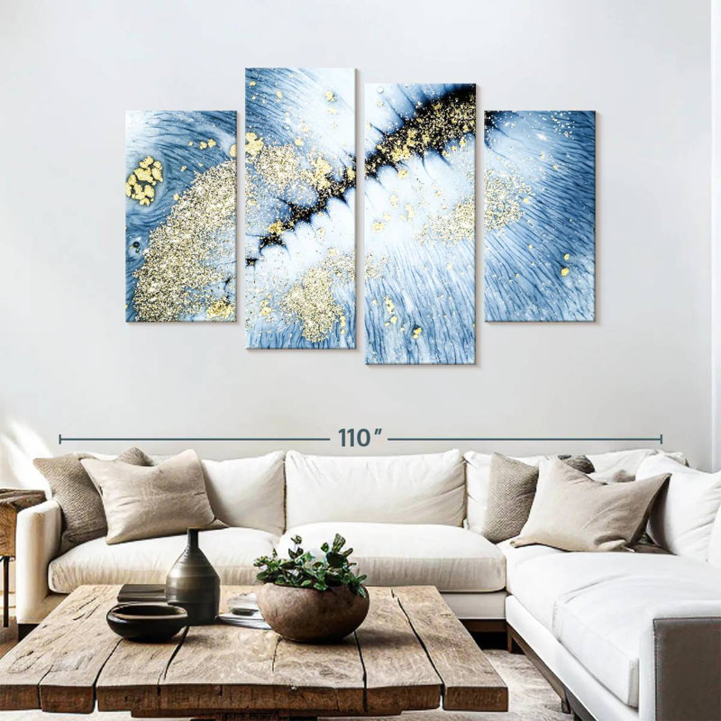Gold Powder Abstract, 54" H x 84" W
