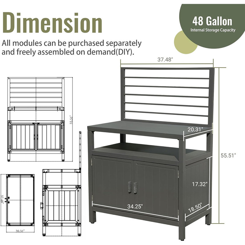 Mohzate 37.48'' 1 Modular Outdoor Kitchen