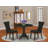 5 Piece Dining Table Set for 4 Includes a Round Kitchen Table with Dropleaf and 4 Doeskin Linen Fabric Parson Dining Room Chairs, Linen White-1461505632-1461505634
