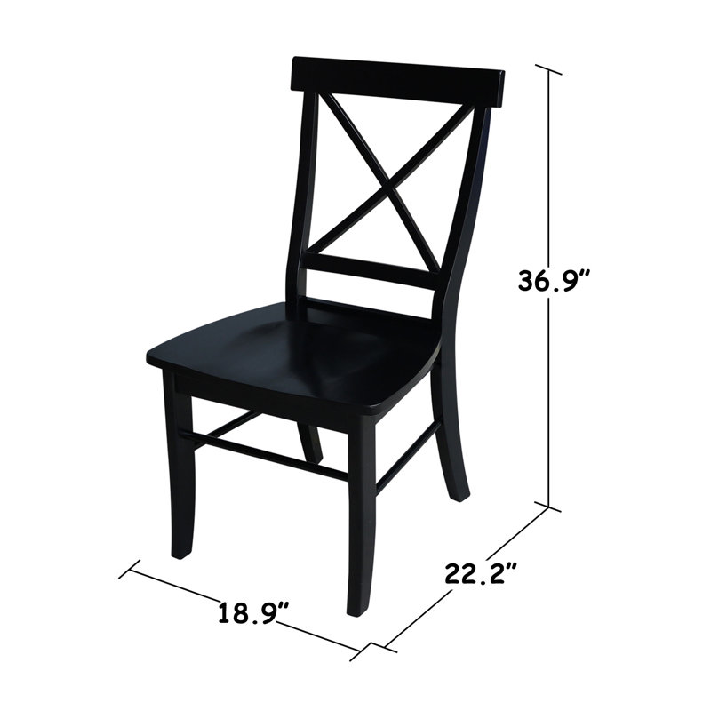 Chaise d'appoint à dossier croisé en bois massif Bellmead, Noir foncé