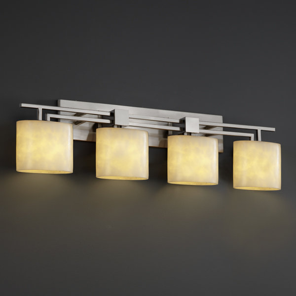 Éclairage pour meuble-lavabo 4 lumières Muscotah LumenAria, Carré avec rebord plat, Nickel