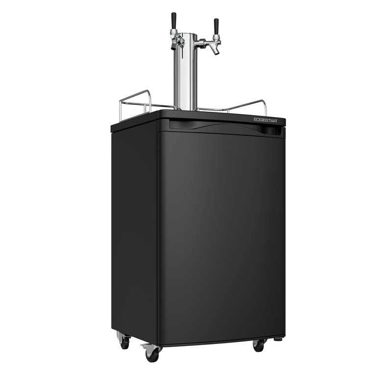 EdgeStar 4.9 Cubic Feet Dual Tap Freestanding Kegerator with, Black