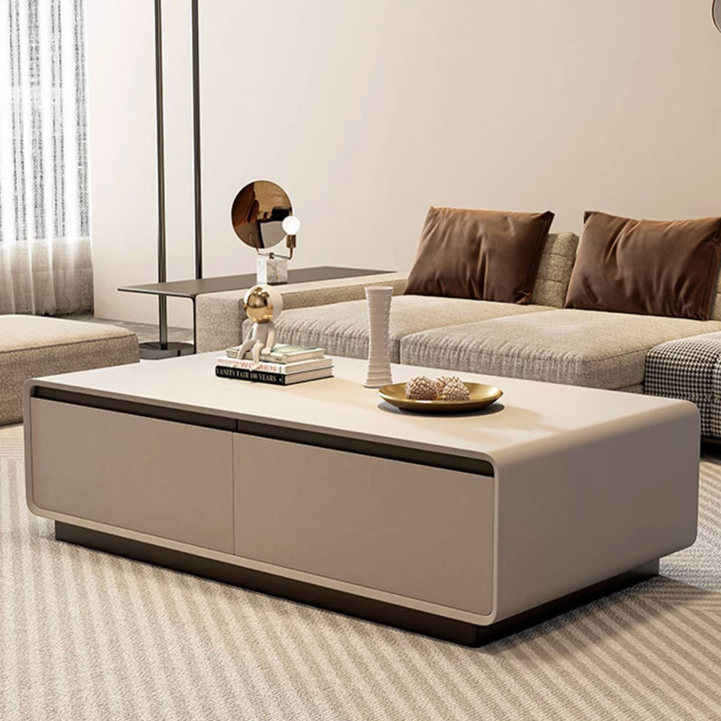 Rectangular high-end simple creative coffee table, 14.96" H x 51.18" L x 27.56" W, Gray, Gray