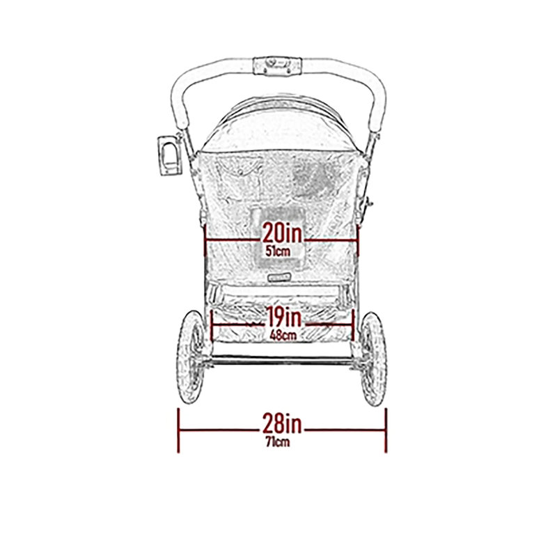 Ecru Double Pet Stroller with Gel-Filled Tires