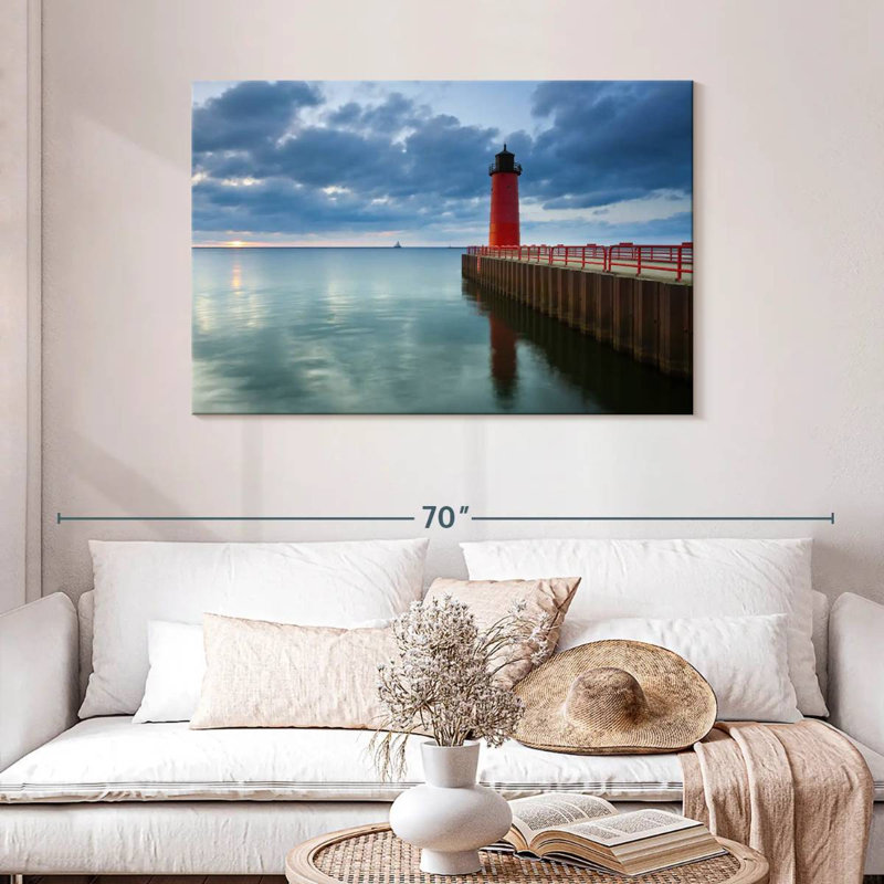 Aletra Red Milwaukee Lighthouse, 30" H x 45" W