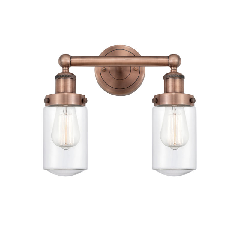 Erkson 2 - Light Dimmable Vanity Light, Clear, Antique Copper