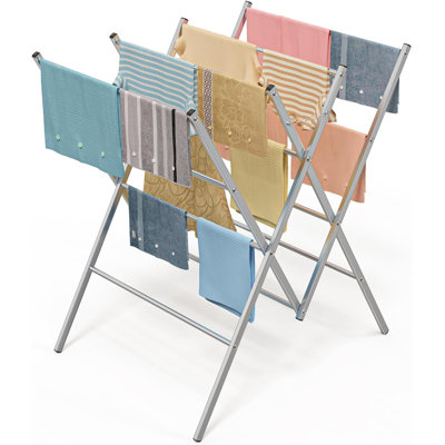 Oversized Metal Drying Rack - Silver, Portable And Foldable Design