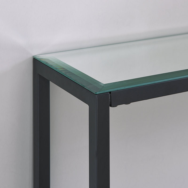 Mini-console étroite avec plateau en miroir Darrin, Noir