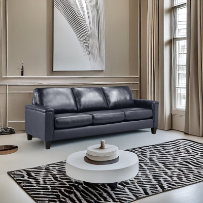 Deboer 89" Genuine Leather Square Arm Sofa