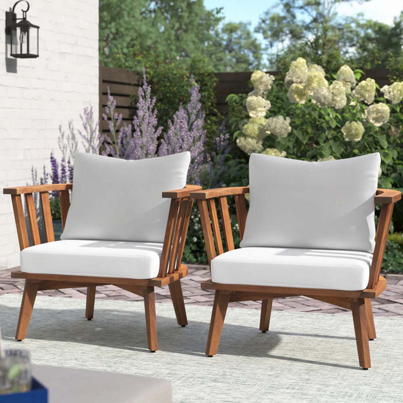 Fauteuil club d'extérieur en bois d'acacia