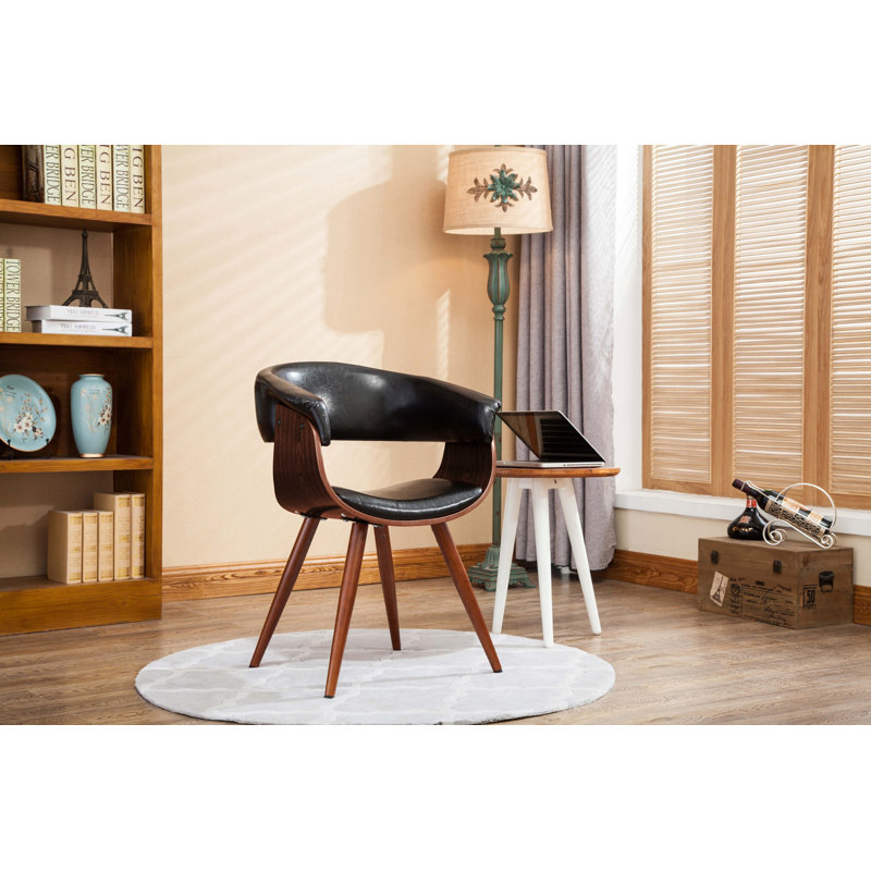 Ajax Faux Leather Mid-Century Dining Chair, Black