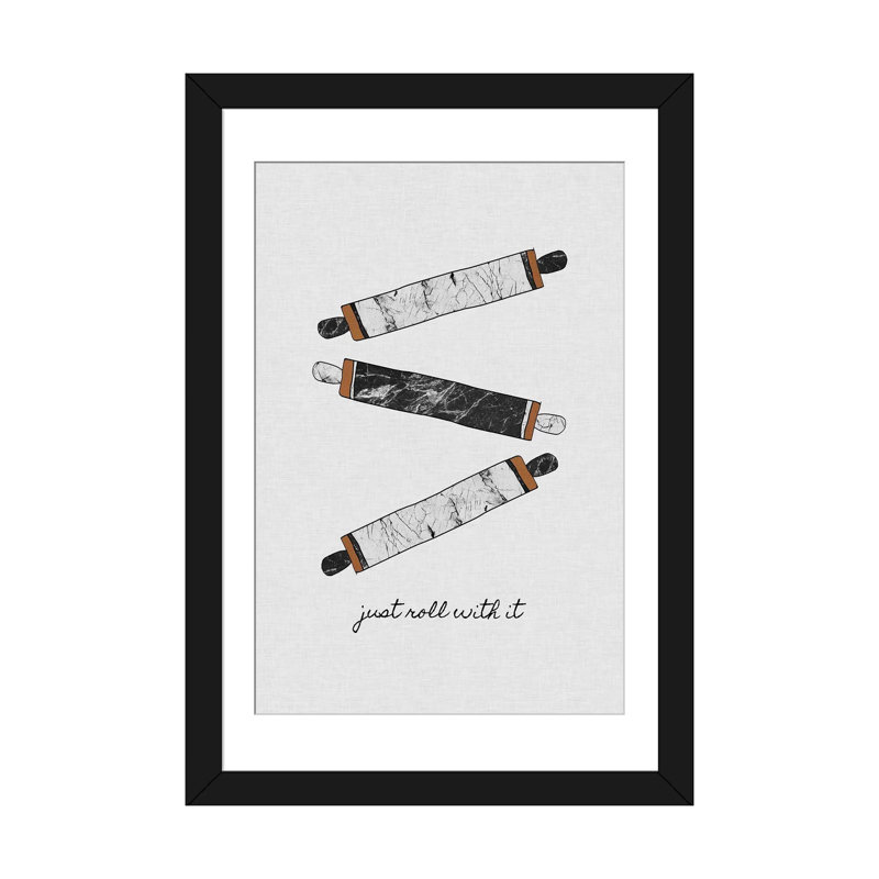 «Just Roll with it», impression sur toile, H 24 po x l 16 po x P 1 po, Papier d'art encadré noir, Blanc