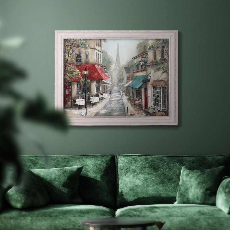 " Eiffel View From Charlie's Café ", 21" H x 25" W x 2.5" D