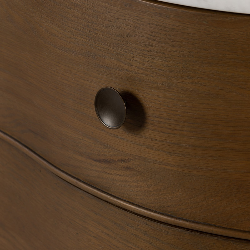 Tiago 3 - Drawer Dresser, Toasted Oak/Polished White Marble