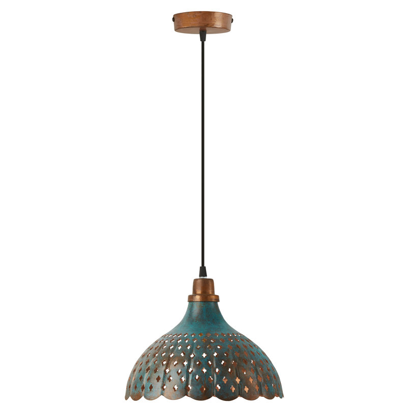 Mcmeans 1-Light Faux Blue Patina Metal Pendant