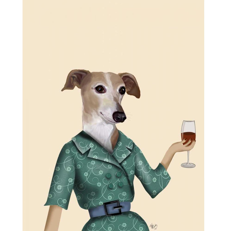 «Bungalow Rose Fab», reproduction d'art sur toile tendue sur toile «Greyhound Wine Snob», H 45 po x l 36 po