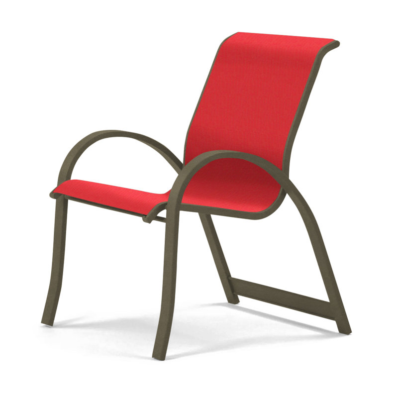 Fauteuil de salle à manger empilable Hiraku, Rouge 1D Sunbrella®, Bois de plage