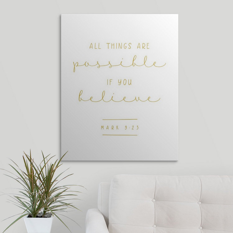 « mark 9:23-scripture art », art textuel, H 20 po x l 16 po x P 1,5 po, Toile
