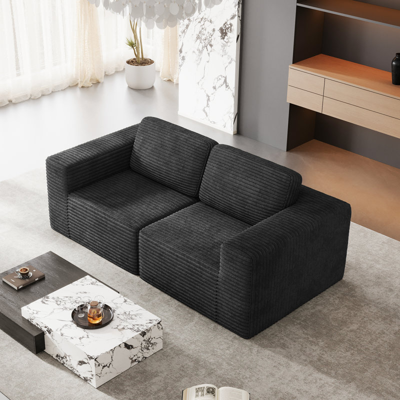 2 Seater Corduroy Sofa, Black