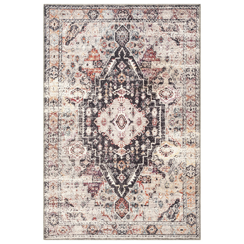GLN Rugs Vintage Collection - Machine Washable Area Rug, Vintage Washable Rug, Non Slip Area Rug, Low Pile Living Room Rug, Bedroom Rug, Bathroom Rug - Easy Clean (Multicolor Rug)