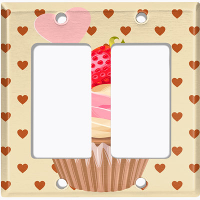 Plaque murale berçante à pois à 2 bandes Strawberry Cupcake
