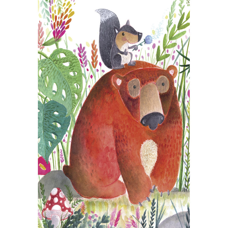 Forest Pals II by Larisa Hernandez - Painting, 122cm H x 81cm W, Black Floater Framed