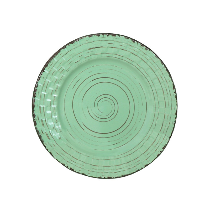 Service de vaisselle à motif de tissage patiné pour quatre personnes de seize articles de Lorren Home Trends, Vert