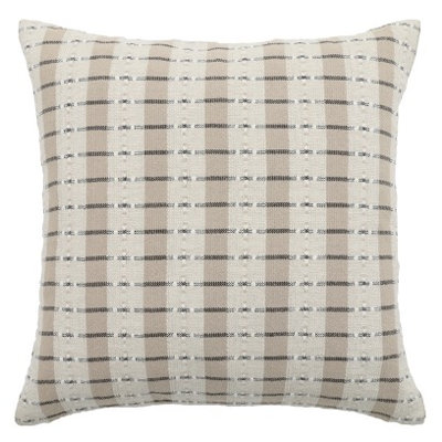 Windowpane Cotton Knife Edge Textured Throw Pillow