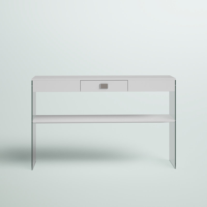 Allegonda Console Table with 1 Drawer and Glass Frame, 30" H x 47.5" W x 11.75" D
