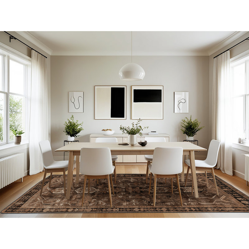 Machine Washable Turkish Brown Area Rug, Rectangle 7' x 10'