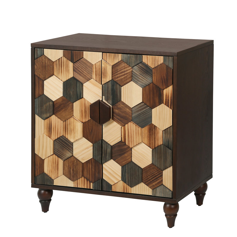 Buffet 30,31 "avec motif nid d'abeille, 31.7" H x 30.31" W x 15.7" D, Antique brown