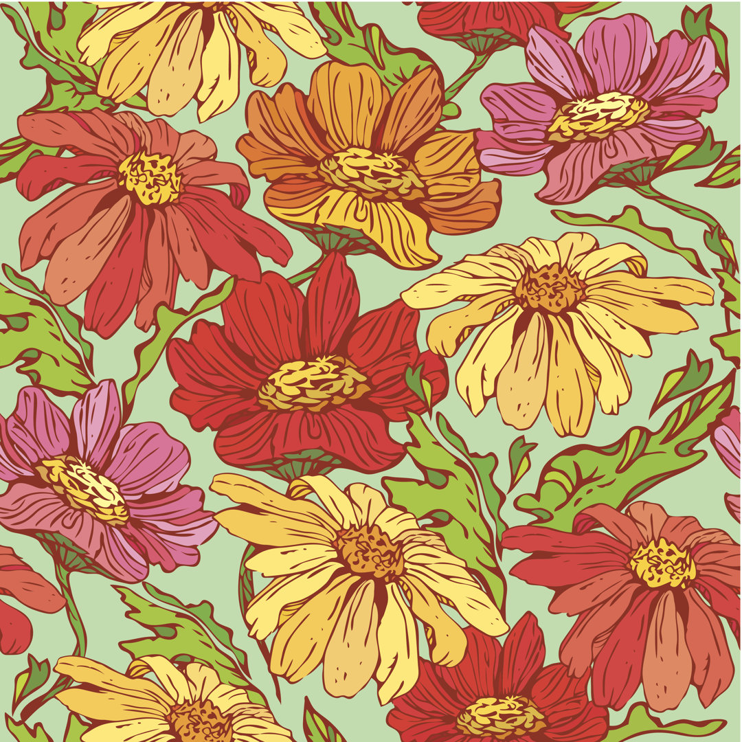 Floral Seamless Pattern - Kunstdrucke auf Leinwand